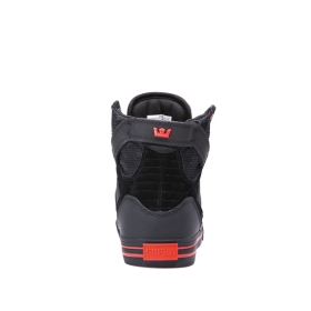 Mens Supra High Top Shoes SKYTOP Black/black/Risk Red | AU-62156